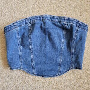Chelsea & Violet Denim Corset Bustier Top Strapless Y2K Western Cowgirl Size 6